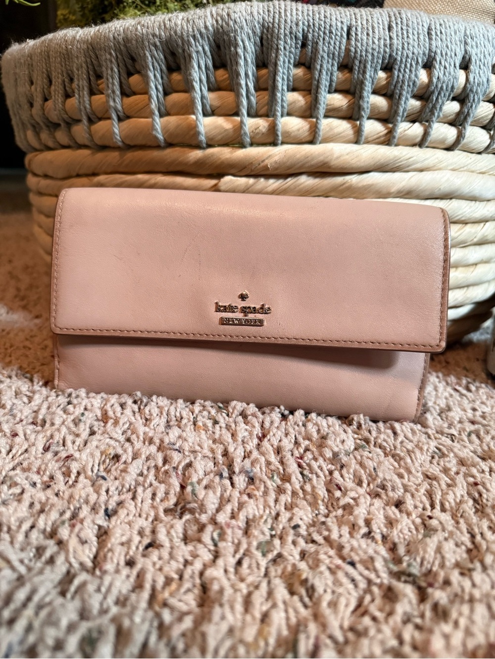 kate spade Blush Pink Leather Fold-Over Wallet